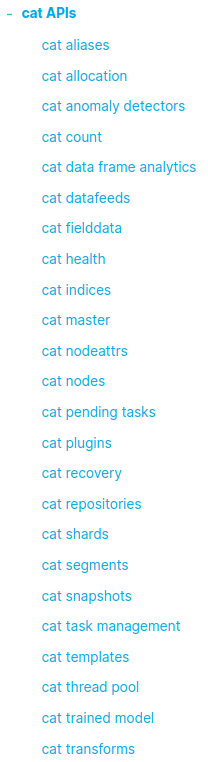 Elasticsearch - cat API list