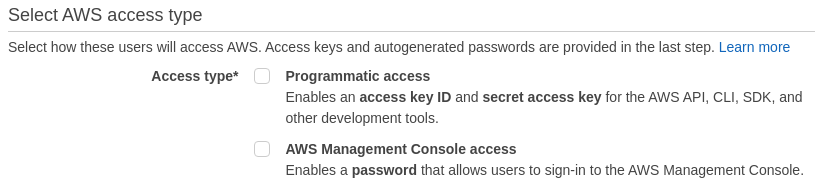 IAM User access types