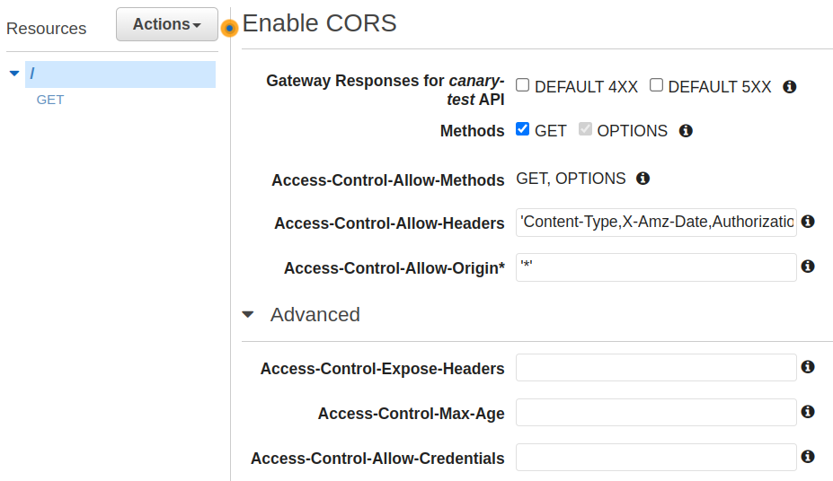 API Gateway - Enable CORS